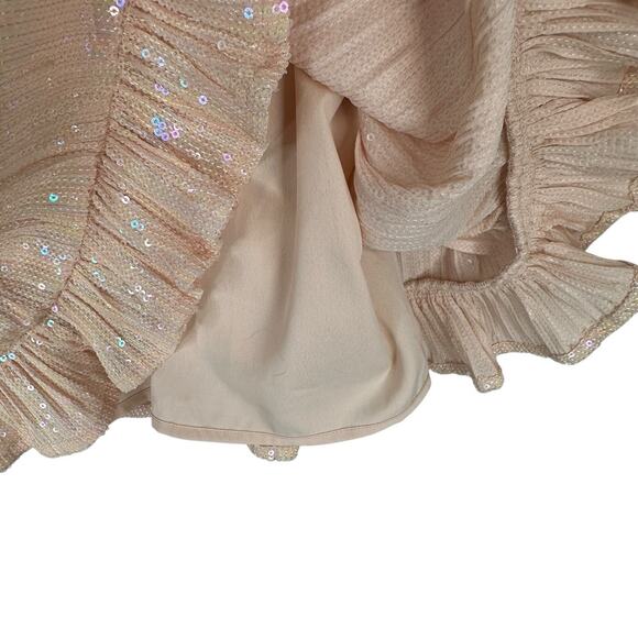 by Anthropologie Amelie Cami Tank Top Womens Size 6 Peach Pink Sequin Ruffle - Picture 11 of 15